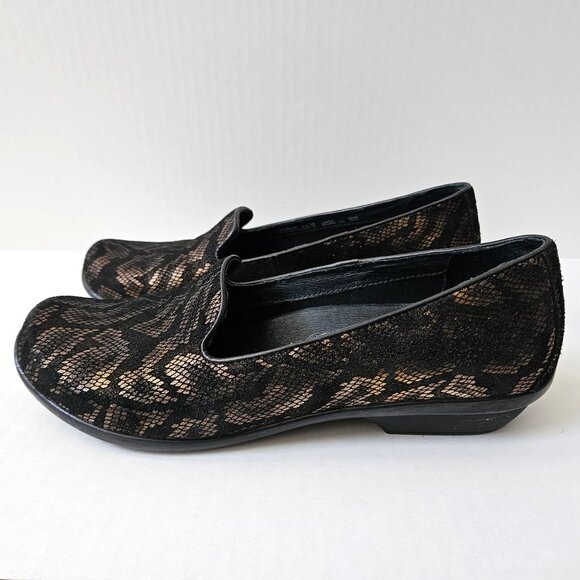Dansko Shoes Womens 39 / 8.5 9 Olivia Snake Leather Loafers Metallic Bronze - Picture 2 of 13
